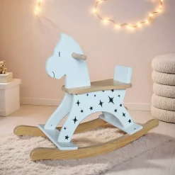 Cavallo a dondolo legno (H53 cm) Stars Bianco