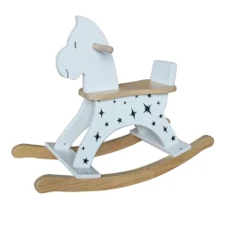 Cavallo a dondolo legno (H53 cm) Stars Bianco