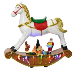 Cavallo a dondolo luminoso a pile 14 LED (H27 cm) Magia Multicolore