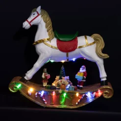 Cavallo a dondolo luminoso a pile 14 LED (H27 cm) Magia Multicolore
