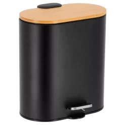 Cestino per il bagno in bambù con chiusura ammortizzata Tempo Nero
