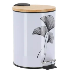 Cestino per il bagno in bambù con chiusura ammortizzata Zen Gingko Bianco