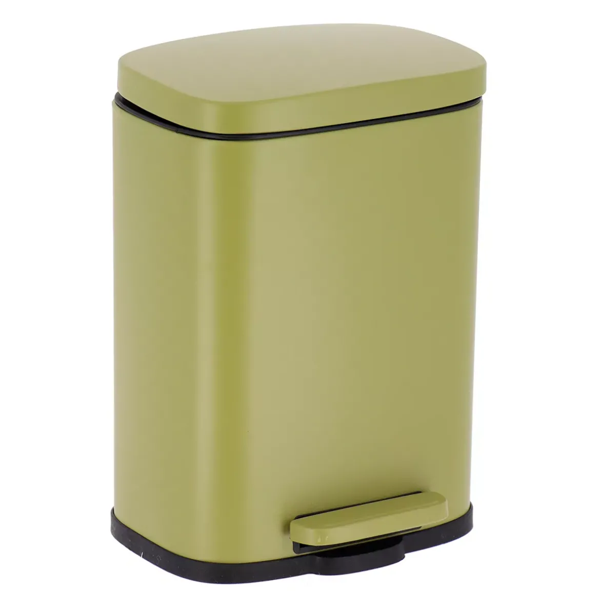 Cestino per il bagno in metallo con chiusura ammortizzata stile Boho-chic Verde oliva