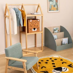 Cesto pieghevole in velluto per bambini Leo Marrone (29 x 29 cm)