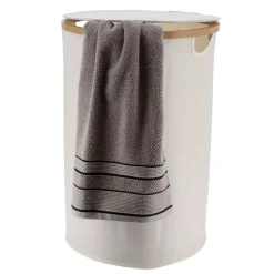 Cesto portabiancheria pieghevole rotondo (H60 cm) Purebamboo Panna