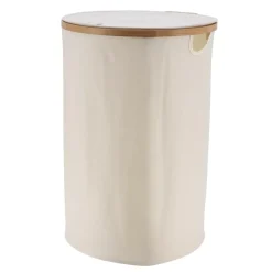 Cesto portabiancheria pieghevole rotondo (H60 cm) Purebamboo Panna