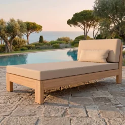 Chaise longue da giardino in legno da acacia Bornéo Sabbia