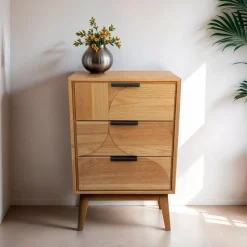 Comò cassettiera 3 cassetti in legno (40 x 65 cm) Hanoï Beige