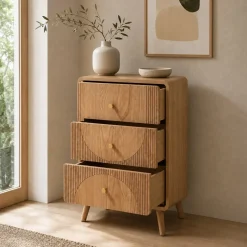 Comò cassettiera 3 cassetti in legno (H70 cm) Mila Naturale