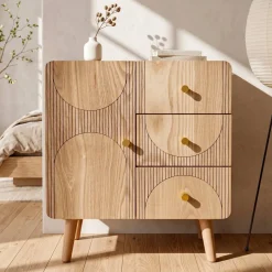 Comò cassettiera 4 cassetti in legno (H60 cm) Mila Naturale