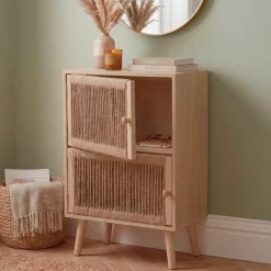 Comò cassettiera 2 cassetti in legno e corda (40 x 65 cm) Manille Beige