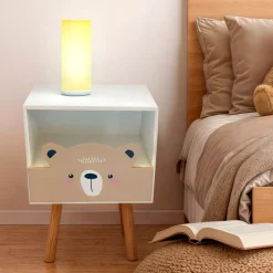 Comodino bambini legno (Alt 45 cm) Orsetto Marrone