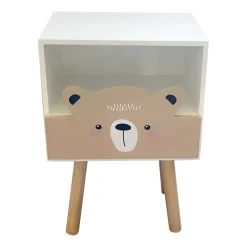 Comodino bambini legno (Alt 45 cm) Orsetto Marrone