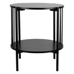 Comodino in metallo e legno (H45 cm) Octave Nero