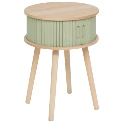 Comodino rotondo in legno (H54 cm) Nysos Verde acqua