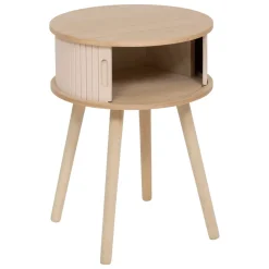 Comodino rotondo in legno (H54 cm) Nysos Crema