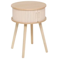 Comodino rotondo in legno (H54 cm) Nysos Crema