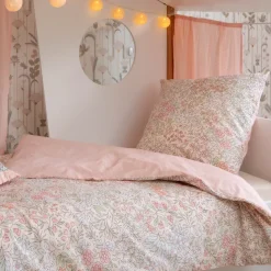 Completo lenzuola per bambini con 1 federa in cotone (140 x 200 cm) Pimprenelle Rosa