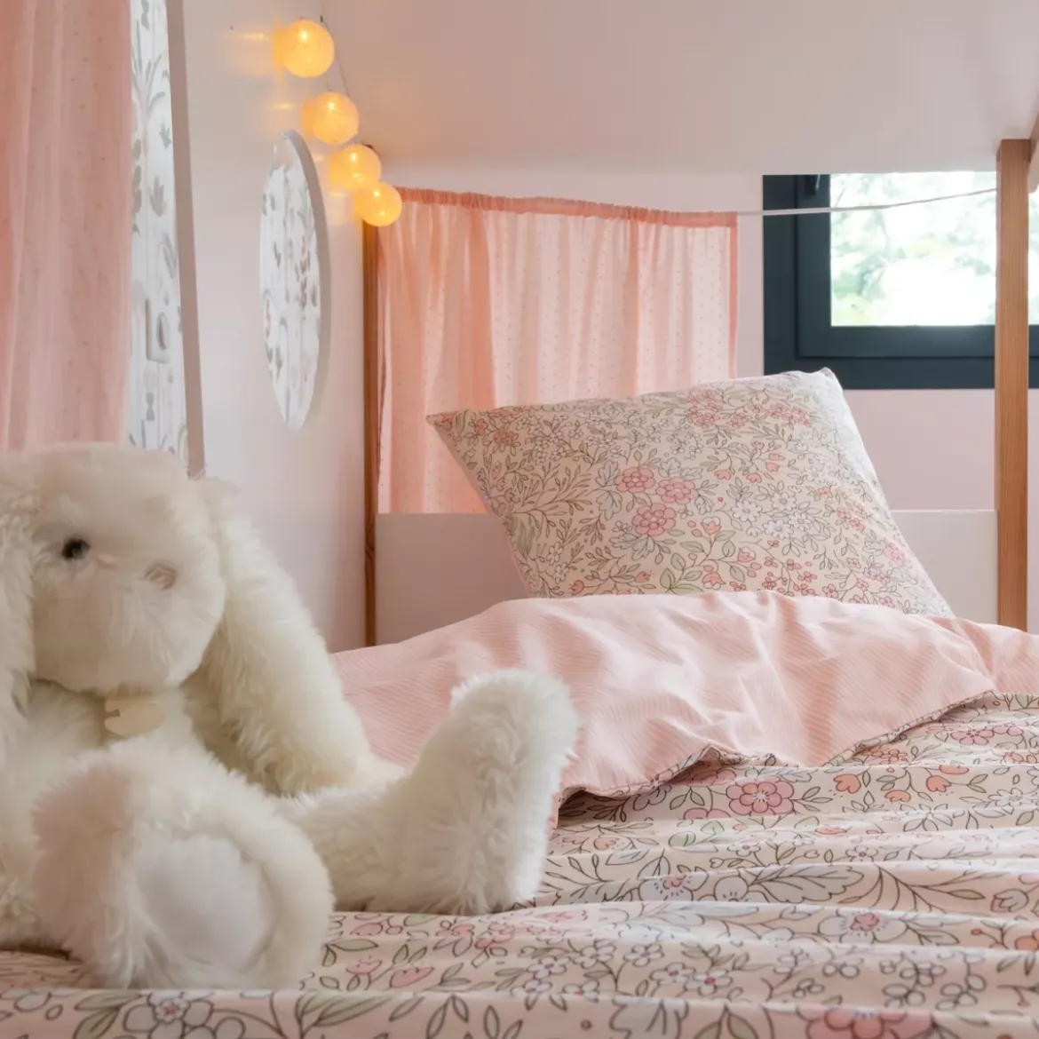 Completo lenzuola per bambini con 1 federa in cotone (140 x 200 cm) Pimprenelle Rosa