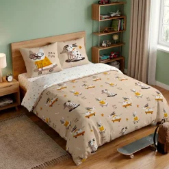 Completo lenzuola per bambini con due federe in cotone (200 x 200 cm) Isidore Multicolore