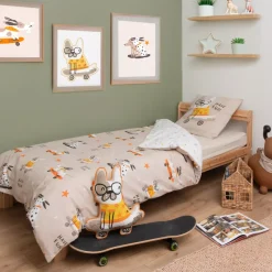 Completo lenzuola per bambini con una federa in cotone (140 x 200 cm) Isidore Multicolore