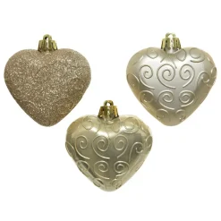 Confezione di 6 cuori di Natale Alpine Perla