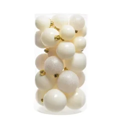 Confezione di 30 palline di Natale assortimento Alpine Bianco panna