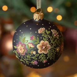 Confezione di 6 palline di Natale (D80 mm) in vetro Bouquet Verde abete