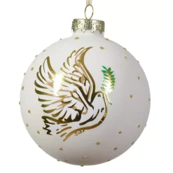 Confezione di 3 palline di Natale (D80 mm) in vetro Colombe Bianco panna