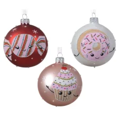Confezione di 6 palline di Natale (D80 mm) in vetro Gourmandises Rosa