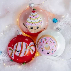 Confezione di 6 palline di Natale (D80 mm) in vetro Gourmandises Rosa