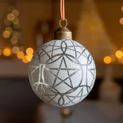 Confezione di 3 palline di Natale (D80 mm) in vetro Vril Bianco