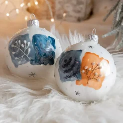 Confezione di 6 palline di Natale (D80 mm) in vetro Herbier Bianco