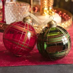 Confezione di 12 palline di Natale (D80 mm) in vetro Lauri Rosso