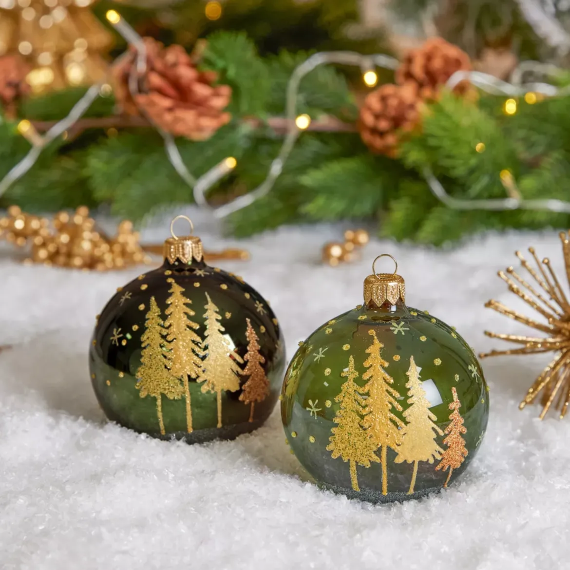 Confezione di 6 palline di Natale (D80 mm) in vetro Pia Verde abete