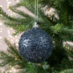 Confezione di 12 palline di Natale (Ø80 mm) strass pailletés Blu notte