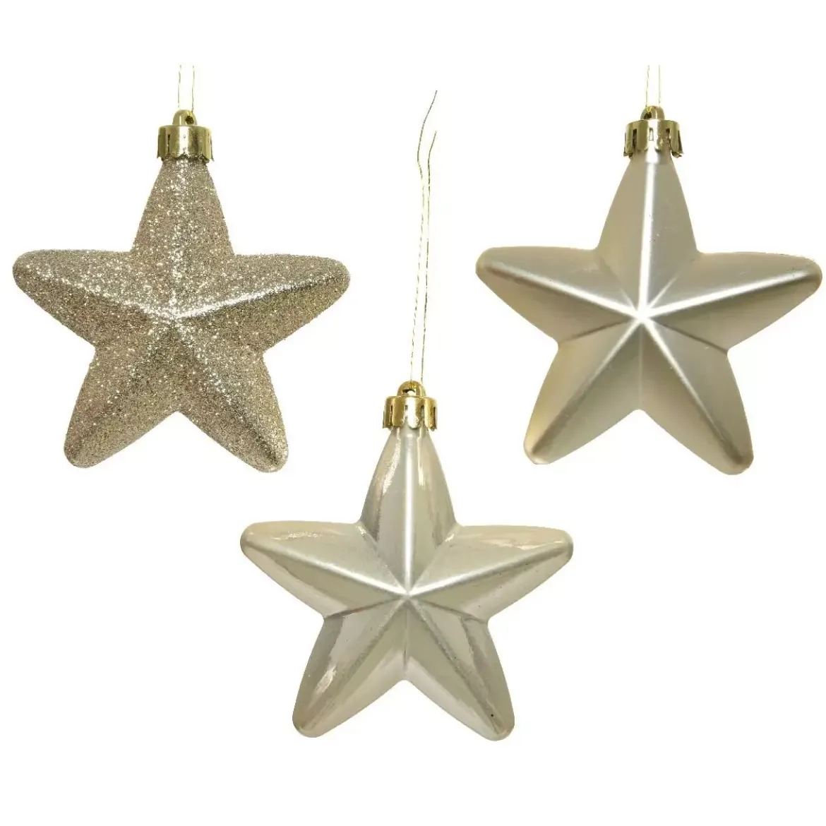 Confezione di 6 stelle di Natale da appendere con clip Perla