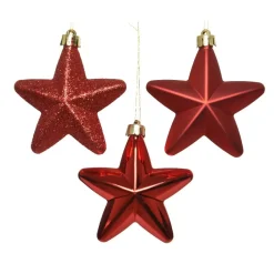 Confezione di 6 stelle di Natale da appendere con clip Rosso