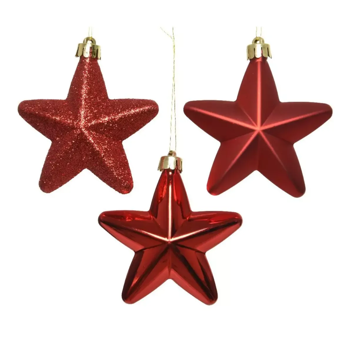 Confezione di 6 stelle di Natale da appendere con clip Rosso