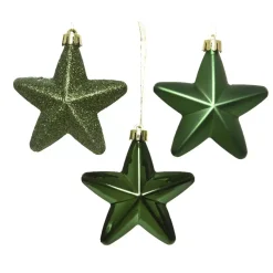 Confezione di 6 stelle di Natale da appendere Alpine Verde abete