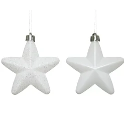 Confezione di 6 stelle di Natale da appendere con clip Bianco