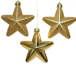 Confezione di 6 stelle di Natale da appendere Alpine Oro