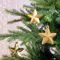 Confezione di 6 stelle di Natale da appendere Alpine Oro