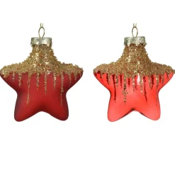 Confezione di 2 stelle di Natale in vetro Arctique Rosso