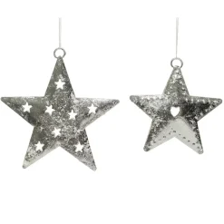 Confezione di 2 stelle di Natale Metalia Argento