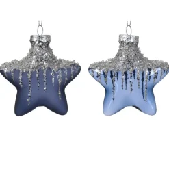 Confezione di 2 stelle di Natale in vetro Arctique Blu notte