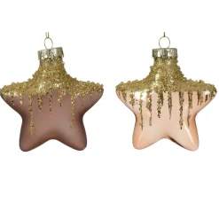 Confezione di 2 stelle di Natale in vetro Arctique Caffè