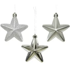 Confezione di 6 stelle di Natale da appendere con clip Argento