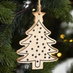 Confezione di 3 Stelle e albero di natale Naturale