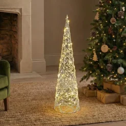 Cono luminoso con pile 40 micro LED (H80 cm) Scintille Bianco caldo